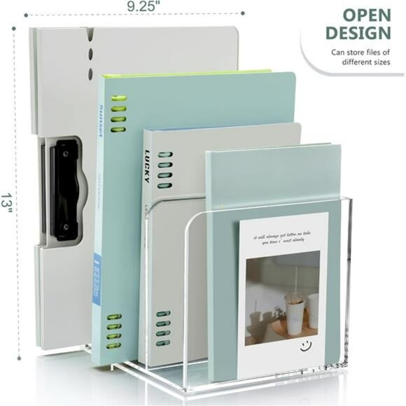 Clear acrylic file folder organizer magazine holder desk storage rack - Picture 3 of 8